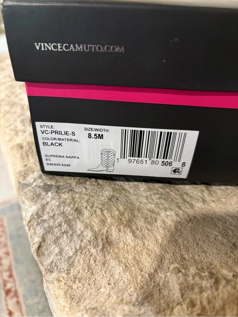 Vince Camuto Prilie Western Boot in Black Leather Size 8.5